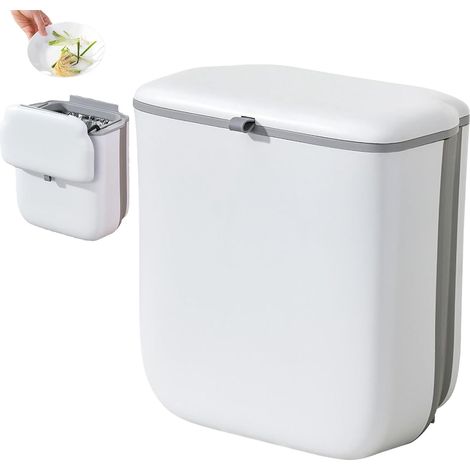 Compost Bin Kitchen, 2.64 Gallon Foldable Garbage Can with Lid, Small Waste Bucket Container for Under Sink Cupboard Bathroom Bedroom Rv Camping Countertop Organization (1/5)