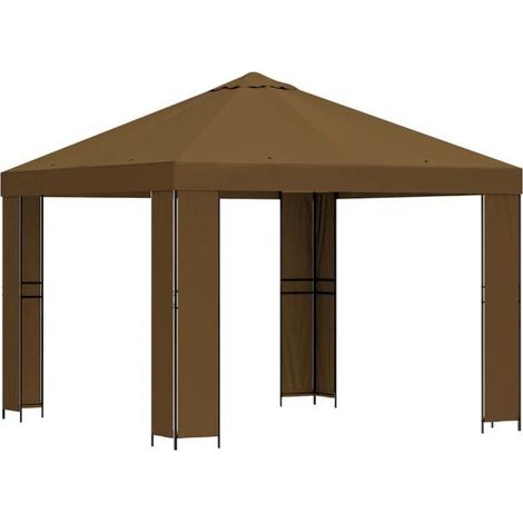 Gazebo gris-brun de 3 mètres, en polyester et acier, 190 g/m² (1/5)
