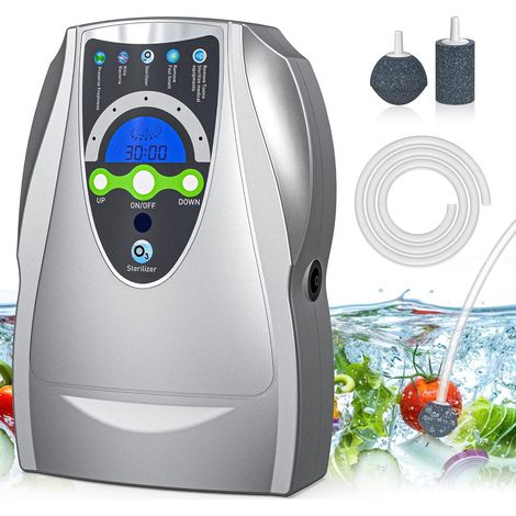Dispositivo de ozono, dispositivo multifuncional de ozono de 500 mg/h para purificar aire, agua, frutas, verduras y cepillos de dientes dispositivo de limpieza de acuarios – Plateado (1/5)