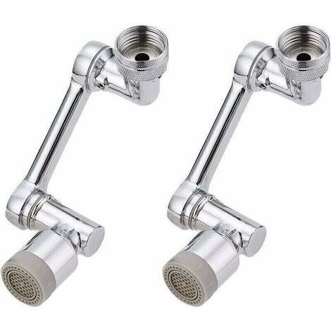 Lot de 2 rallonges de robinet rotatives à 1080 degrés, rotation à 1080 degrés, filtre anti-éclaboussures universel pour cuisine, salle de bain, rallonge de robinet double mode Chromée (1/4)
