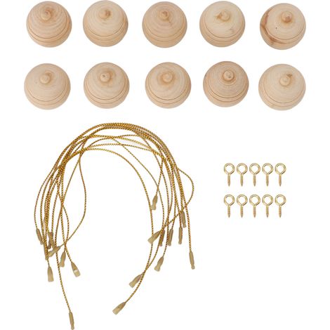 Boule décorative suspendue inachevée, 10 pièces, ornement en forme de bois pour peinture à la main (1/5)