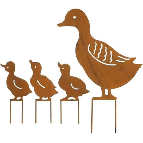 Bardusch-4 canards métal mignons à planter, décoration extérieure jardin pelouse animaux (1/4)