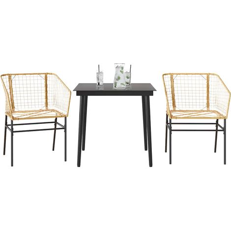Maison Exclusive - Juego de comedor jardín 3 piezas ratán sintéti (1/5)