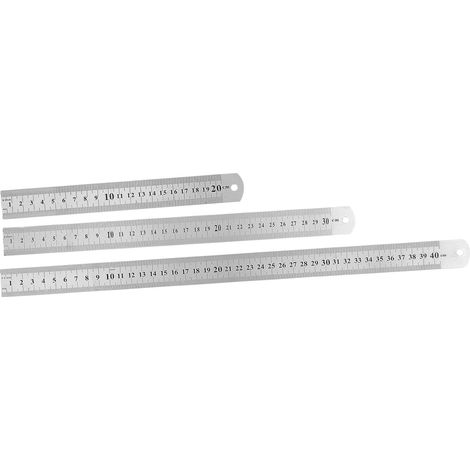 Kit de 3 règles en acier inoxydable 20 cm, bords lisses (1/5)