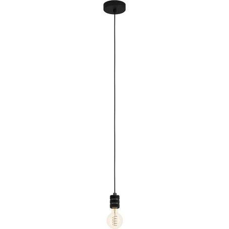Lampadario A Sospensione Vintage Yorth Acciaio Nichel Nero 1 Luce E27 (1/3)