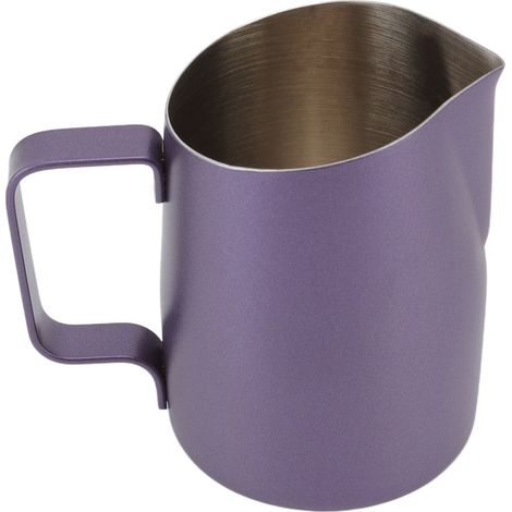 Professioneller Milchaufschäumer aus Edelstahl, 450 ml, lila, mit feinem Ausguss. Ideal für Cafés. (1/5)