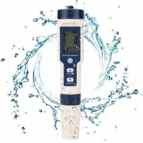 5-in-1-Multifunktions-Wassertester, digitales TDS/EC/Salzgehalt/PH/Temperaturmessgerät für Trinkwasser, Pool, Aquarium, Fischtank und Hydrokultur
