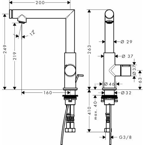 mezclador de lavabo Select 220 con tirador y desagüe automático en latón pulido (1/2)