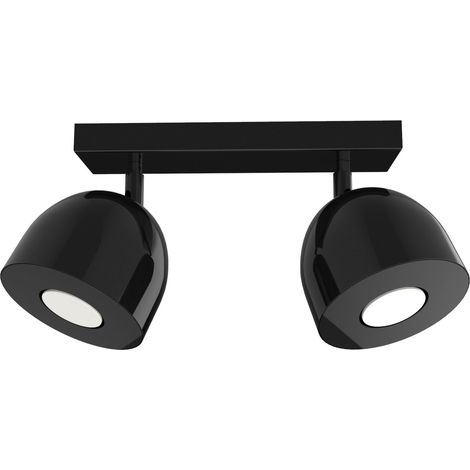LUMICOM  CAMPANELLA Plafoniera, 2X GU10, max 33W, metallo, nero lucido, D.12cm (1/2)