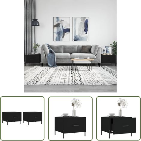 The Living Store Couchtische 2 Stk. Schwarz 50x50x40 cm Holzwerkstoff - Schwarze Couchtische - Holzwerkstoff Couchtisch - Couchtisch Set - Beistelltisch - Wohnzimmerstil (1/5)