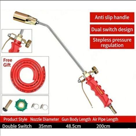 Pulvérisateur de désherbage/dégivrage portable au propane avec allumeur à bouton-poussoir et tuyau de 2 m (1/5)