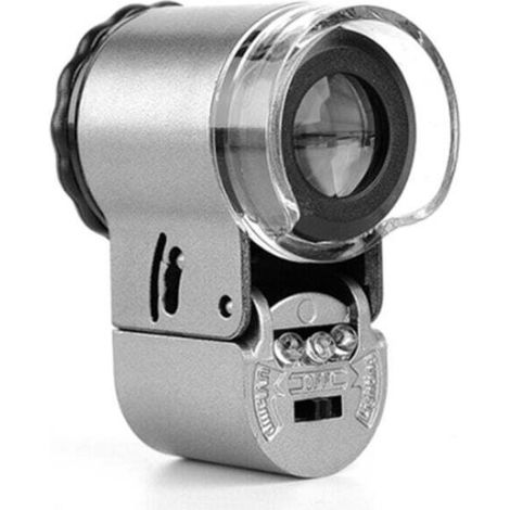 Loupe Bijoutier 50X Loupe en Métal Pliable avec Lumière LED et UV Grossissante Verre Loupe de Poche pour Inspection Bijou Billets Antiquités Loupe Lecture Scientifiques Horloger