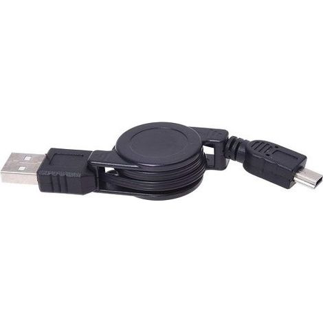 Cable usb retractil mini USB 0.75 M Negro (1/4)