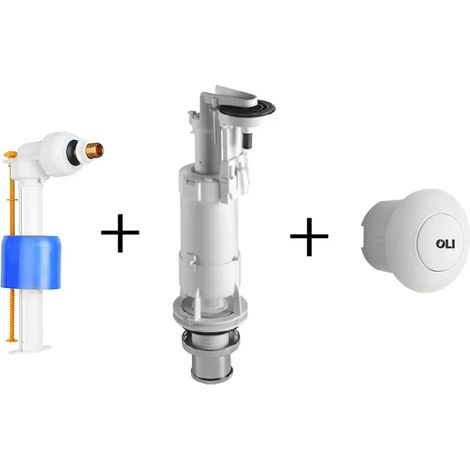 Batteria scarico wc completa Oli Deluxe per cassetta alta con tasto bianco (1/3)