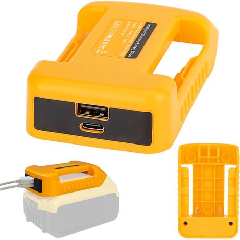USB-Ladeadapter, kompatibel mit DEWALT 20V-Akkus, 2 USB-Ständer, mit Typ-C-Schnellladung