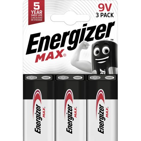 Energizer Max Alkaline E-Block Batterie 9 V, 3er Pack Batterien