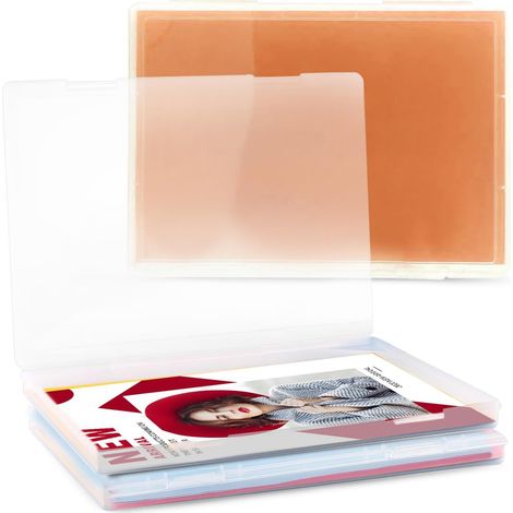 Juego de 3 cajas de almacenamiento A4, cajas organizadoras transparentes, portátiles y apilables para documentos, cartas, álbumes de recortes y revistas (30,5 x 22,3 x 2,2 cm) (1/5)