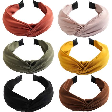 Lot de 6 bandeaux à nœud pour femmes, larges bandeaux à nouer, turbans torsadés, élastiques pour cheveux, accessoires de mode (1/5)