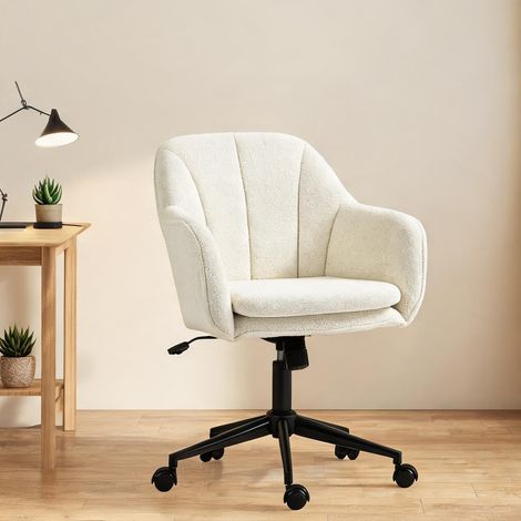 Chaise de bureau beige en polyester acier 63 x 60 x 94 cm (1/5)