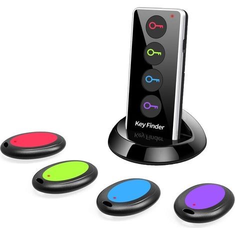 Localisateur de clés sans fil 120 dB – Portée 50-80m – Télécommande avec lampe LED – 4 récepteurs et support inclus - RF 120 DB (1/4)