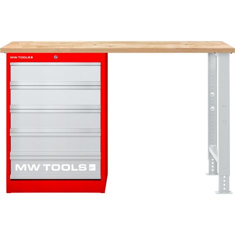 Établi modulaire Rubberwood avec armoire à tiroirs 5T 1500 mm MW Tools MOD15LP5R (1/4)