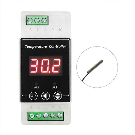 Thermostat à LED pour rail DIN, relais 2 voies AC220V, contrôleur C (1/5)