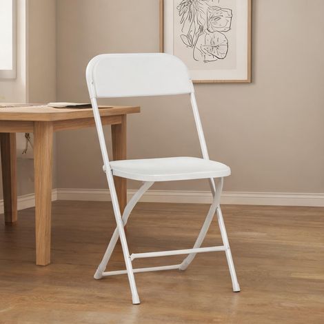 Lot de 6 chaises pliantes blanches en plastique avec cadre (1/5)