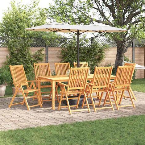 Garten Essgruppe 9 pcs Braun Massivholz Akazie