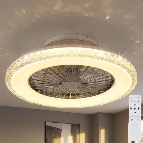 Deckenventilator Deckenlampe dimmbar Kristalle Fernbedienung Vor-Rücklauf LED (1/5)