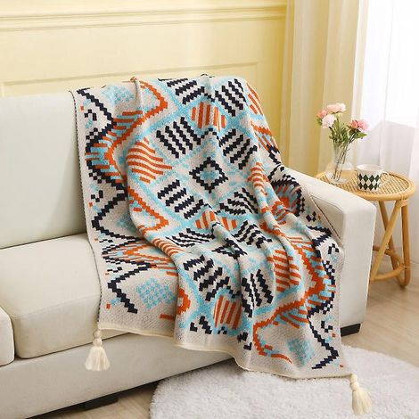 1 Pice 110x130cm Couverture Tricote Motif Carreaux Plaid Doux Confortable Durable Pour Canap Sofa Chaise Repos Et Sieste (1/5)