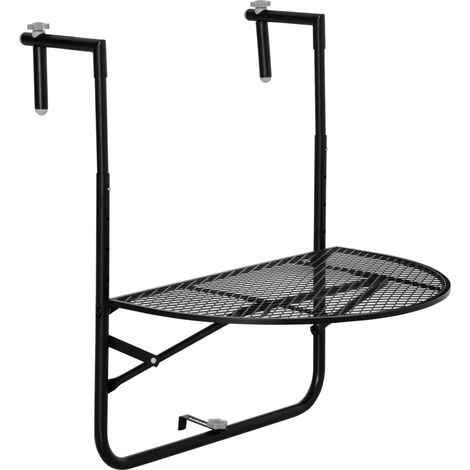 Tavolino da Ringhiera Pieghevole 60x60x57-72 cm in Metallo Nero (1/5)