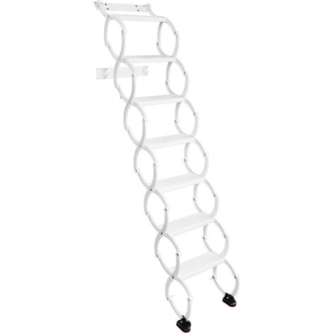 Senderpick – Escalier escamotable mural 7 marches – Acier à haute teneur en manganèse – Charge 200 kg – Dimensions 40 x 195 cm – Pliable et antidérapant