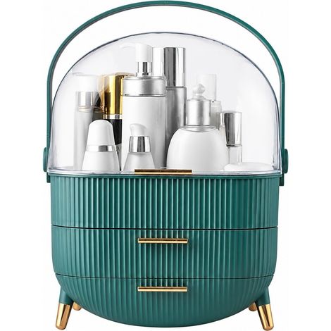 Grand organisateur de cosmétiques avec tiroirs et poignée, 2 tiroirs, étui de rangement pour maquillage (1/5)