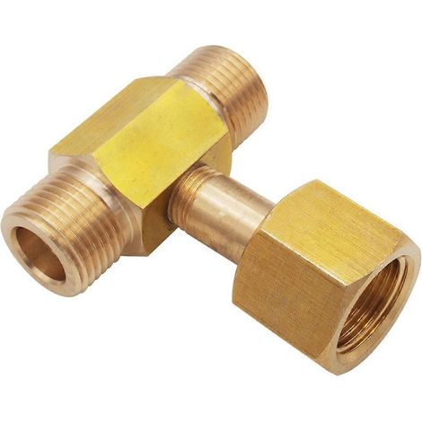 W21.8-14 Raccord en T fileté en laiton pour bouteille de CO2, connecteur 3 voies, adaptateur de remplissage pour bière artisanale et aquarium (1/5)