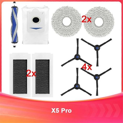 Accessoires pour aspirateur Sweeper X5 Pro : brosse principale, chiffon à vaisselle, sac à poussière et filtre. (1/4)