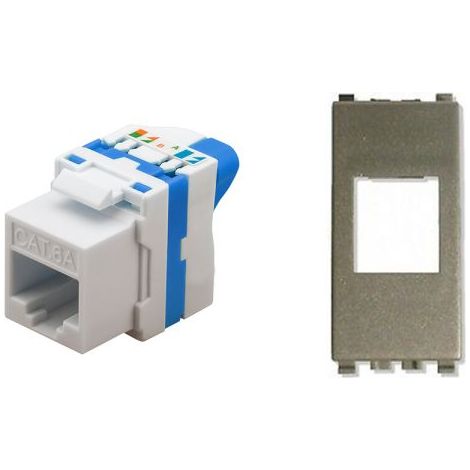 TechLy presa di rete RJ45 UTP CAT.6a tooless + Vimar Eikon Next grigio metallizzato