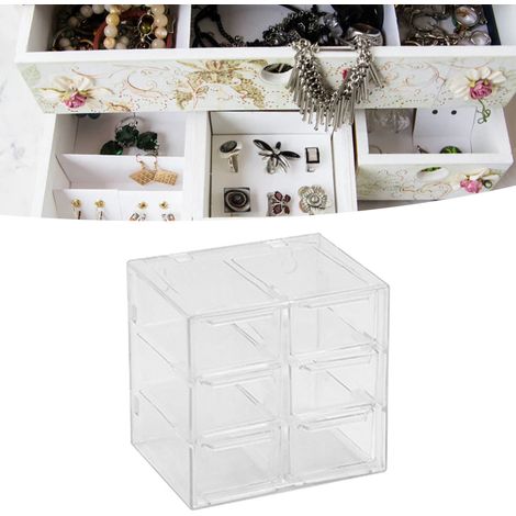 Boîte de Rangement avec Compartiments Transparente ABS Organisateur pour Bijoux DIY 6 Cases (1/5)