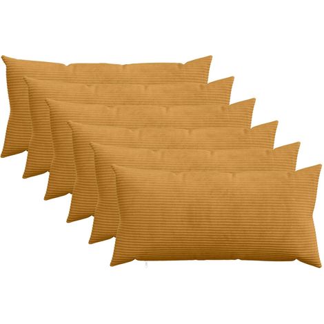 Housse de coussin 6 pcs HEERLEN Jaune 40 x 80 cm velours côtelé vidaXL