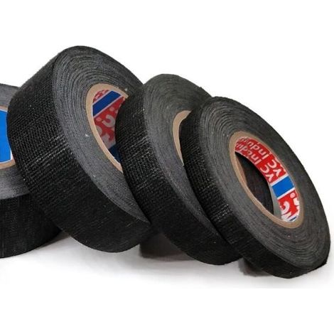 Hitzebeständiges Kabelklebeband, 5 Größen, 15 m, Kabelband für Kabelbäume und Leitungsbündel, 25 mm, schwarz, 5 Stück -HY5210 (1/4)