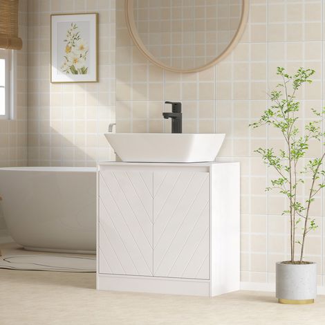 Unterschrank für Waschbecken mit 2 Türen, verstellbarem Einlegeboden für Waschbecken mit und ohne Säule, 60 x 30 x 59,8 cm, Weiß