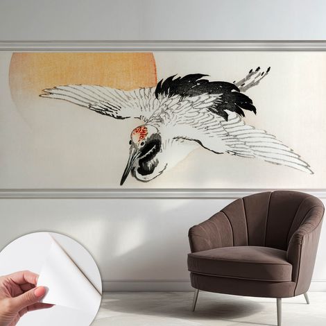 Papier peint autocollant décoratif à motifs pour salon chambre et bureau Tapete adhésif pour décoration Grue élégante 250x104 cm (1/5)