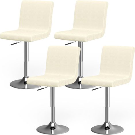Housse de Chaise Velours pour Tabourets de Bar à Dos Bas, Housse de Chaise Salle à Manger Tissu Doux Elastique Réglable, Housse Chaise Lavables Maison,Décoration Cuisine(Beige 4PC) (1/5)