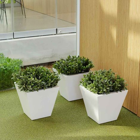 CLAVEL 30 Quadratischer Blumenkasten für den Innen- und Außenbereich für Pflanzen und Blumen Sehr witterungsbeständig. Hergestellt aus Polyethylen in Spanien