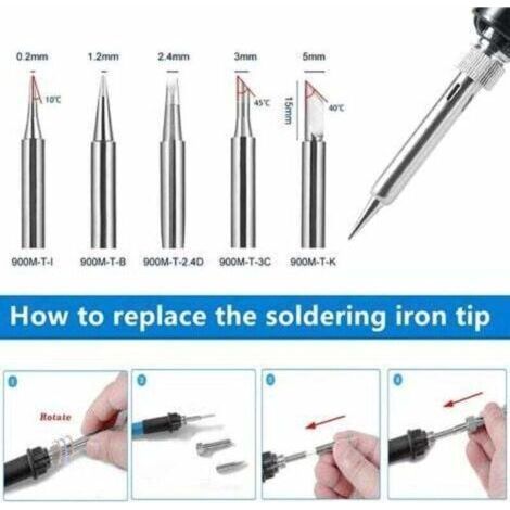 Fer a Souder [Upgraded] Fer a Souder Etain de Précision avec Interrupteur ON/OFF, 9 en 1 Kit, 5 pointes de fer à souder, fil à souder, Support de fer à souder, Temperature Réglable 200450℃-- (1/3)