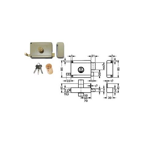 SERRATURA DA PORTONCINO CATENACCIO E SCR. DOPPIO CILINDRO FISSO 6300  mm.60 DX (Y63000601)    YALE