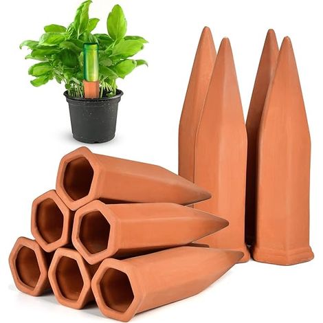 Lot de 10 tuteurs d'arrosage, terre cuite, compatible bouteille vin, intérieur extérieur, vacances (1/5)
