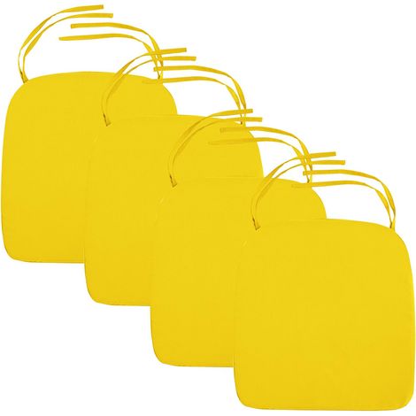 Gardenista - Resol Palma Outdoor-Ersatzstuhl-Sitzpolster mit sicheren Bändern, 40x40x5 cm wasserabweisendes Stuhl-Sitzkissen, langlebiges und bequemes Gartenstuhl-Sitzkissen - Gelb (2pc) (1/5)