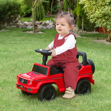 Camion porteur enfants véhicule à pousser licence 12-36 mois coffre klaxon phares - rouge