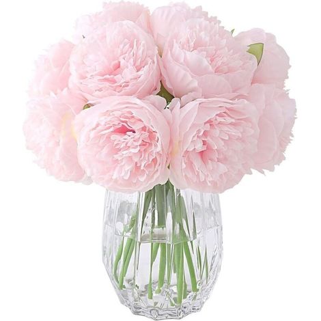2 Bouquets of peonies artificielles, 10 heads of Pivoine in Soie Fausse Fleur for the decoration of Sill of window hotel of Office to Home of Wedding, centers of Table(Pink Clear) (1/5)