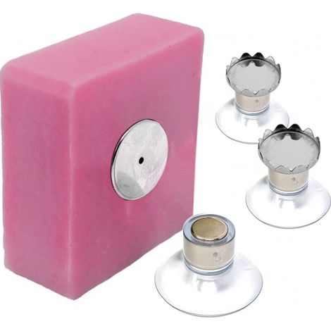 Lot de 3 Porte-Savons Magnétiques à Ventouse,Design Simple & Fixation Puissante,Acier Inoxydable,Support Mural,sans Perçage,Salle de Bain,Cuisine,WC